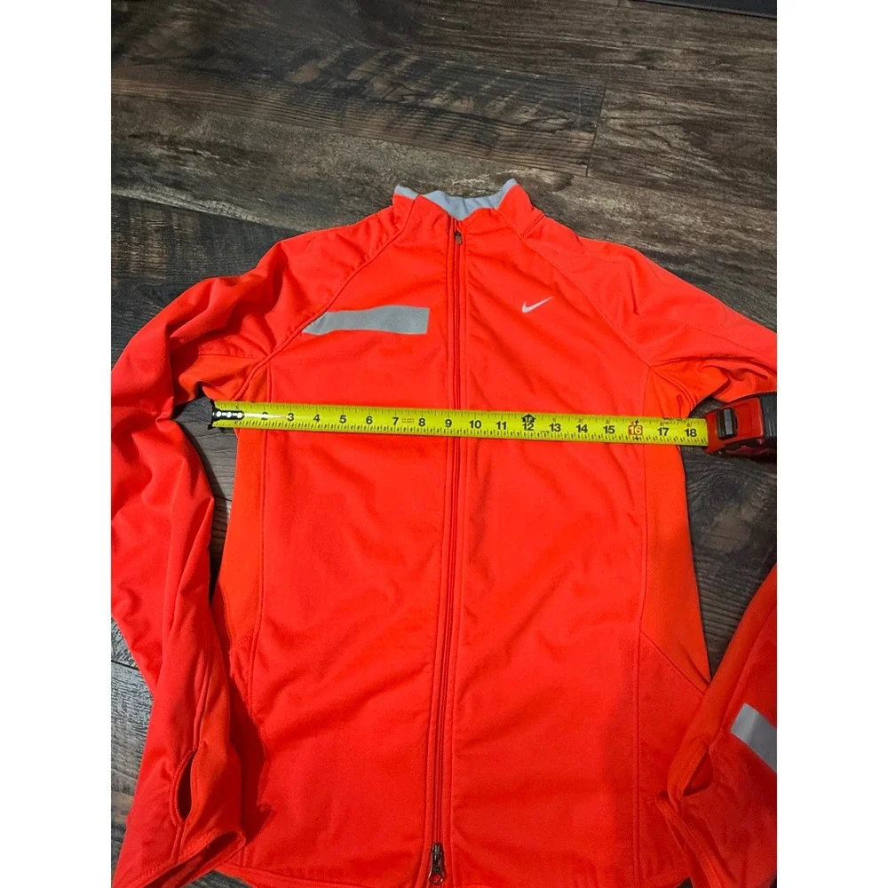 Nike Dri-FIT Womens Running Jacket Orange Full Zip Reflective Thumbholes Medium